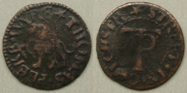 Colchester, Wyre Street, Thomas Peeke farthing N1249